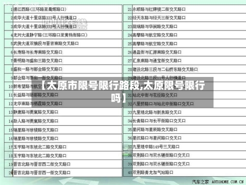 【太原市限号限行路段,太原限号限行吗】