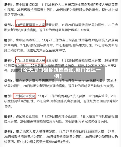 【今天厦门确诊轨迹查询,厦门发现一例】