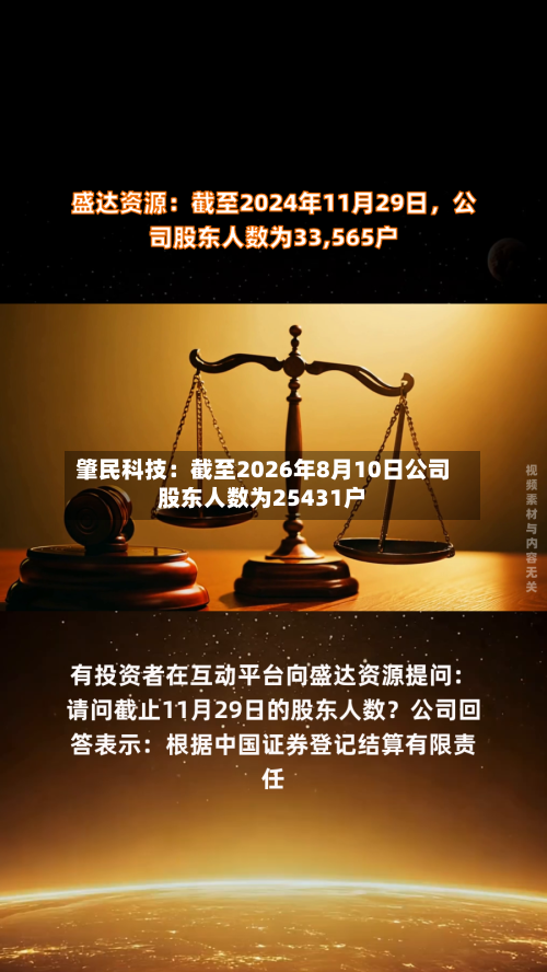 肇民科技：截至2026年8月10日公司股东人数为25431户-第3张图片