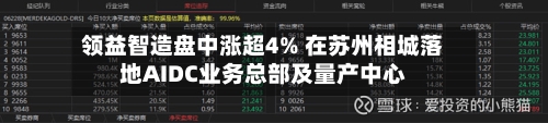 领益智造盘中涨超4% 在苏州相城落地AIDC业务总部及量产中心-第2张图片