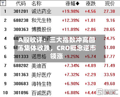 A股收评：三大指数冲高回落集体收跌，CRO概念逆市领涨-第2张图片
