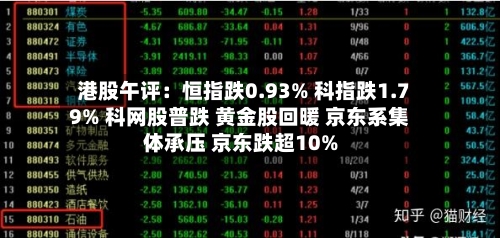 港股午评：恒指跌0.93% 科指跌1.79% 科网股普跌 黄金股回暖 京东系集体承压 京东跌超10%-第1张图片