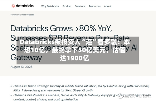 Databricks被投资人“逼	”着多融：本想10亿	，最终拿下50亿美元，估值达1900亿-第2张图片
