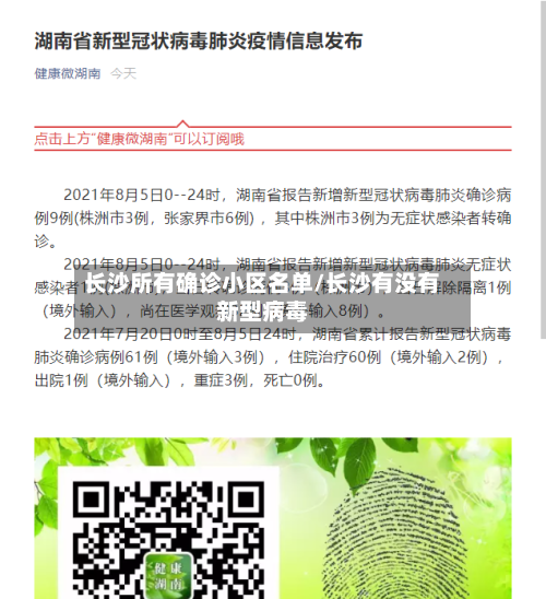 长沙所有确诊小区名单/长沙有没有新型病毒