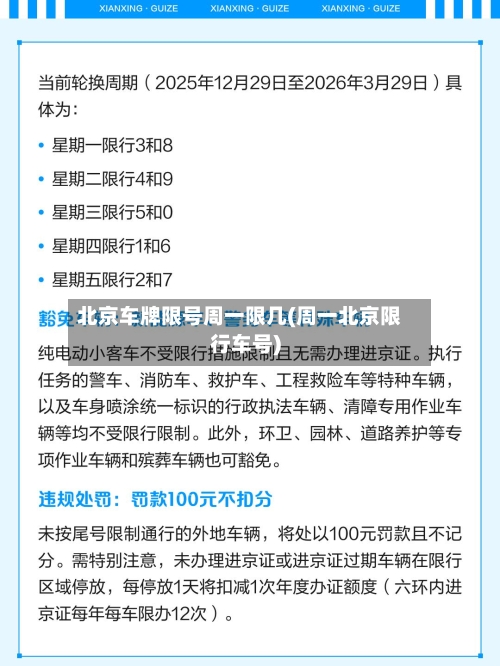 北京车牌限号周一限几(周一北京限行车号)-第2张图片
