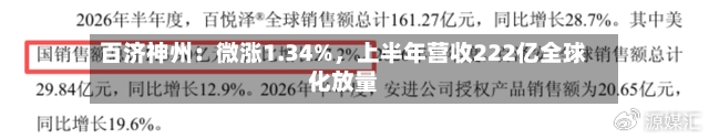 百济神州：微涨1.34%，上半年营收222亿全球化放量-第2张图片