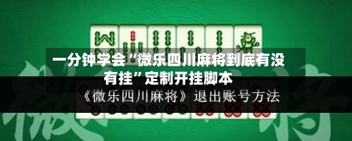 一分钟学会“微乐四川麻将到底有没有挂”定制开挂脚本-第2张图片