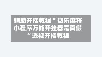 辅助开挂教程“ 微乐麻将小程序万能开挂器是真假	”透视开挂教程-第2张图片