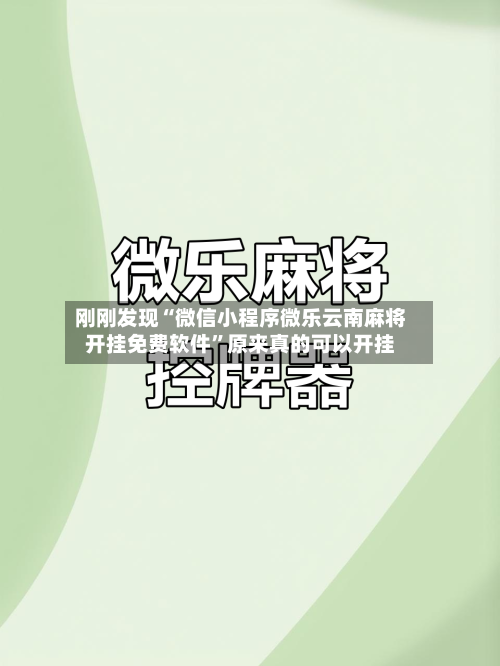 刚刚发现“微信小程序微乐云南麻将开挂免费软件”原来真的可以开挂-第3张图片