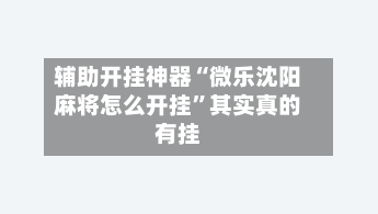 辅助开挂神器“微乐沈阳麻将怎么开挂”其实真的有挂-第3张图片
