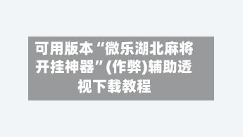 可用版本“微乐湖北麻将开挂神器”(作弊)辅助透视下载教程-第2张图片