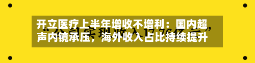 开立医疗上半年增收不增利：国内超声内镜承压，海外收入占比持续提升-第1张图片