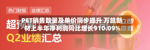 PET销售数量及单价同步提升 万凯新材上半年净利润同比增长910.09%