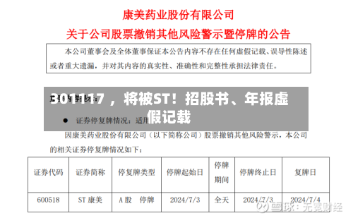 301117 	，将被ST！招股书	、年报虚假记载-第2张图片