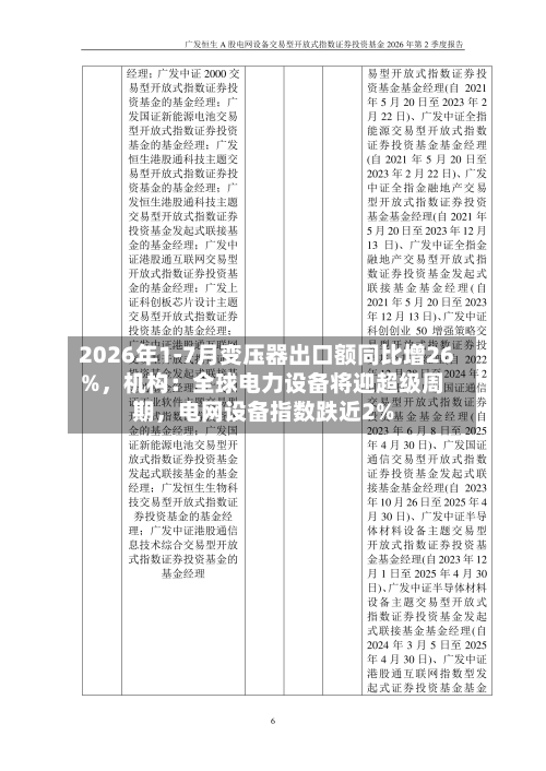 2026年1-7月变压器出口额同比增26%，机构：全球电力设备将迎超级周期，电网设备指数跌近2%-第2张图片