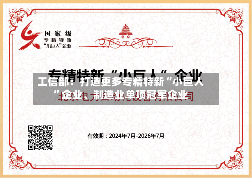 工信部：打造更多专精特新“小巨人”企业、制造业单项冠军企业-第2张图片