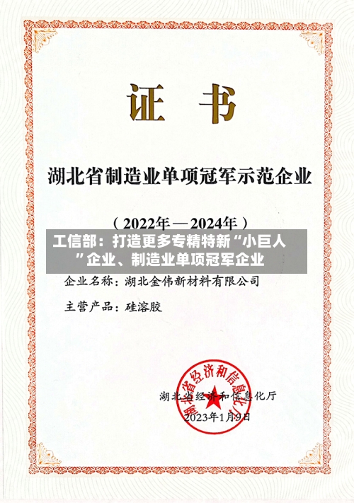 工信部：打造更多专精特新“小巨人	”企业	、制造业单项冠军企业-第3张图片