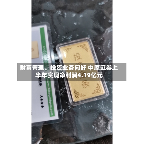 财富管理、投资业务向好 中原证券上半年实现净利润4.19亿元-第2张图片
