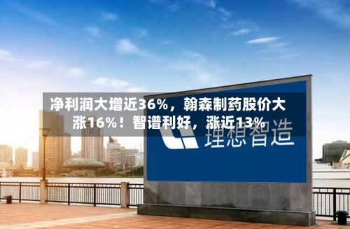 净利润大增近36%，翰森制药股价大涨16%！智谱利好，涨近13%