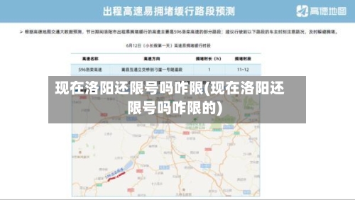 现在洛阳还限号吗咋限(现在洛阳还限号吗咋限的)