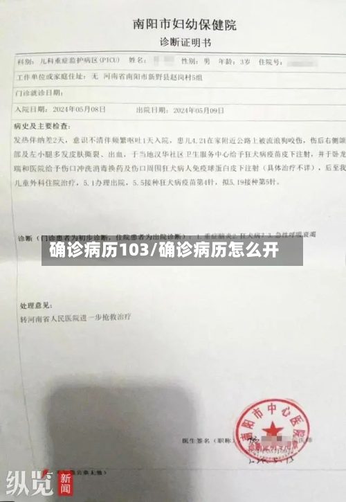 确诊病历103/确诊病历怎么开