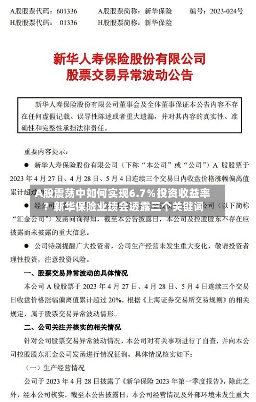 A股震荡中如何实现6.7％投资收益率？新华保险业绩会透露三个关键词-第1张图片