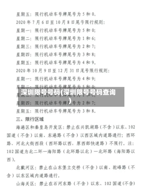 深圳限号号码(深圳限号号码查询)