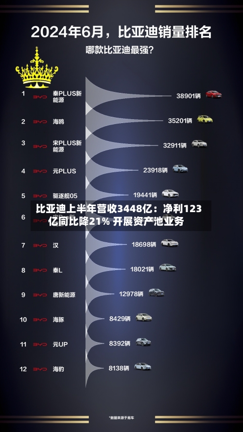 比亚迪上半年营收3448亿：净利123亿同比降21% 开展资产池业务