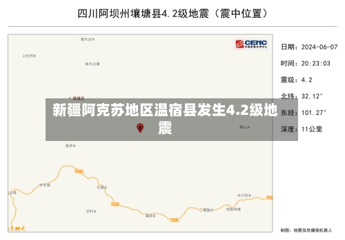 新疆阿克苏地区温宿县发生4.2级地震