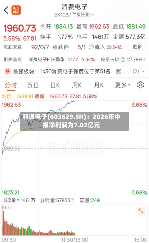 利通电子(603629.SH):2026年中报净利润为7.02亿元-第2张图片